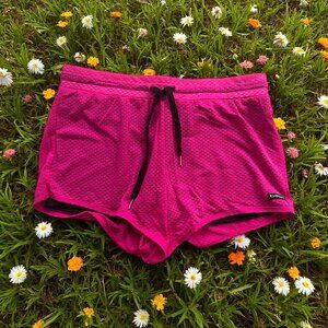 BEBE SPORT Pink Black Running Shorts Size XL NEW NWT